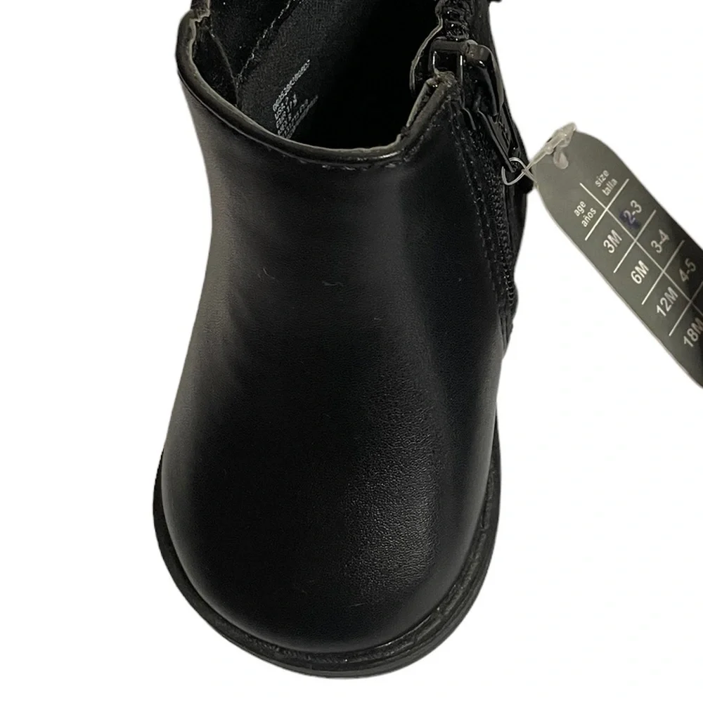 Wonder Nation Infant Girl Black Boots Size 2